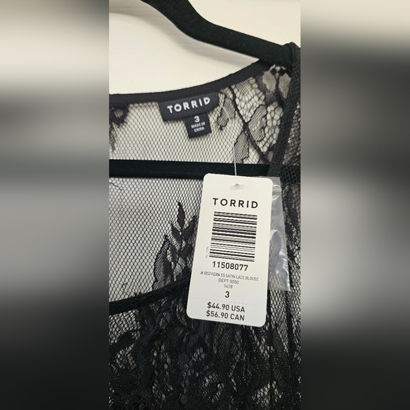 Satin with Lace Trim Blouse 3X NWT OBO - Picture 5 of 5